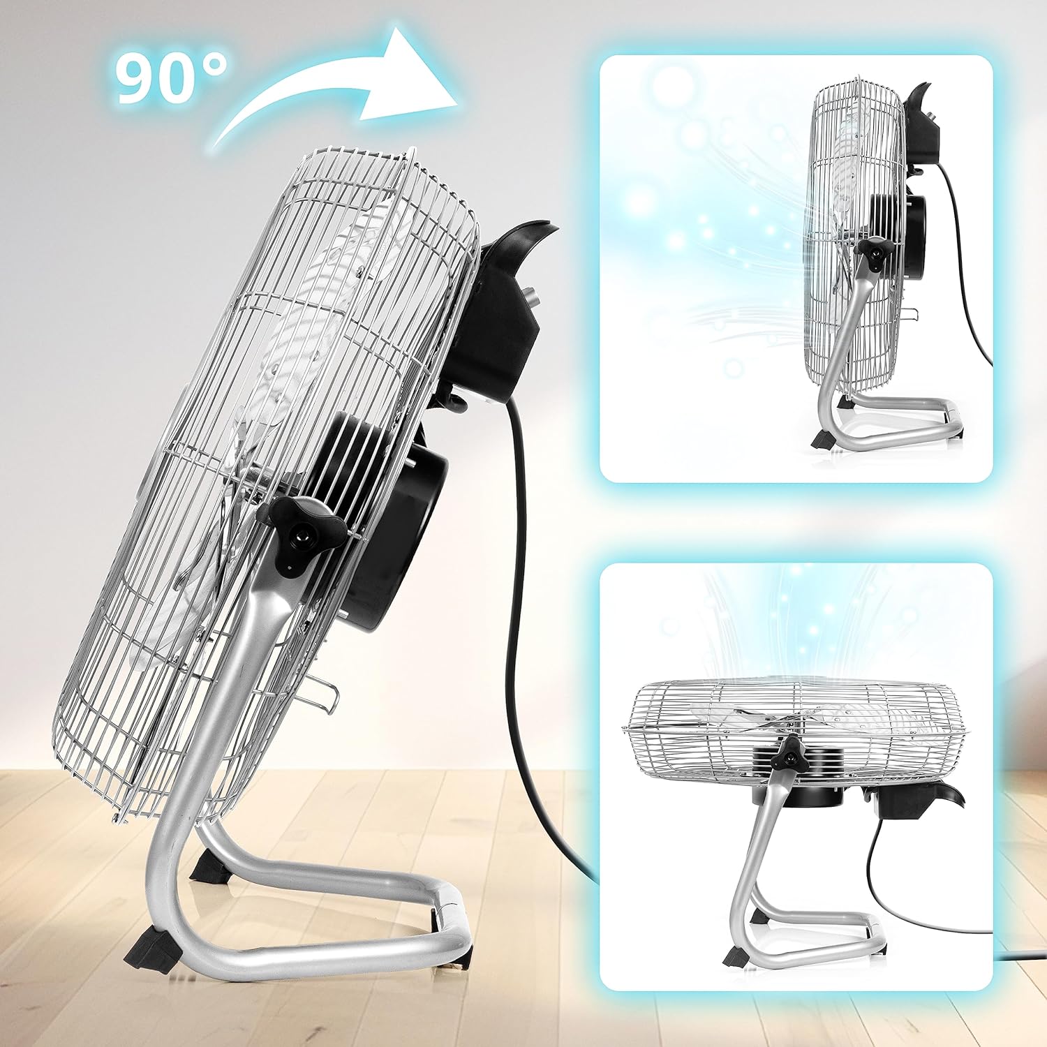Duronic FN16 Bodenventilator Neigung um 90 Grad