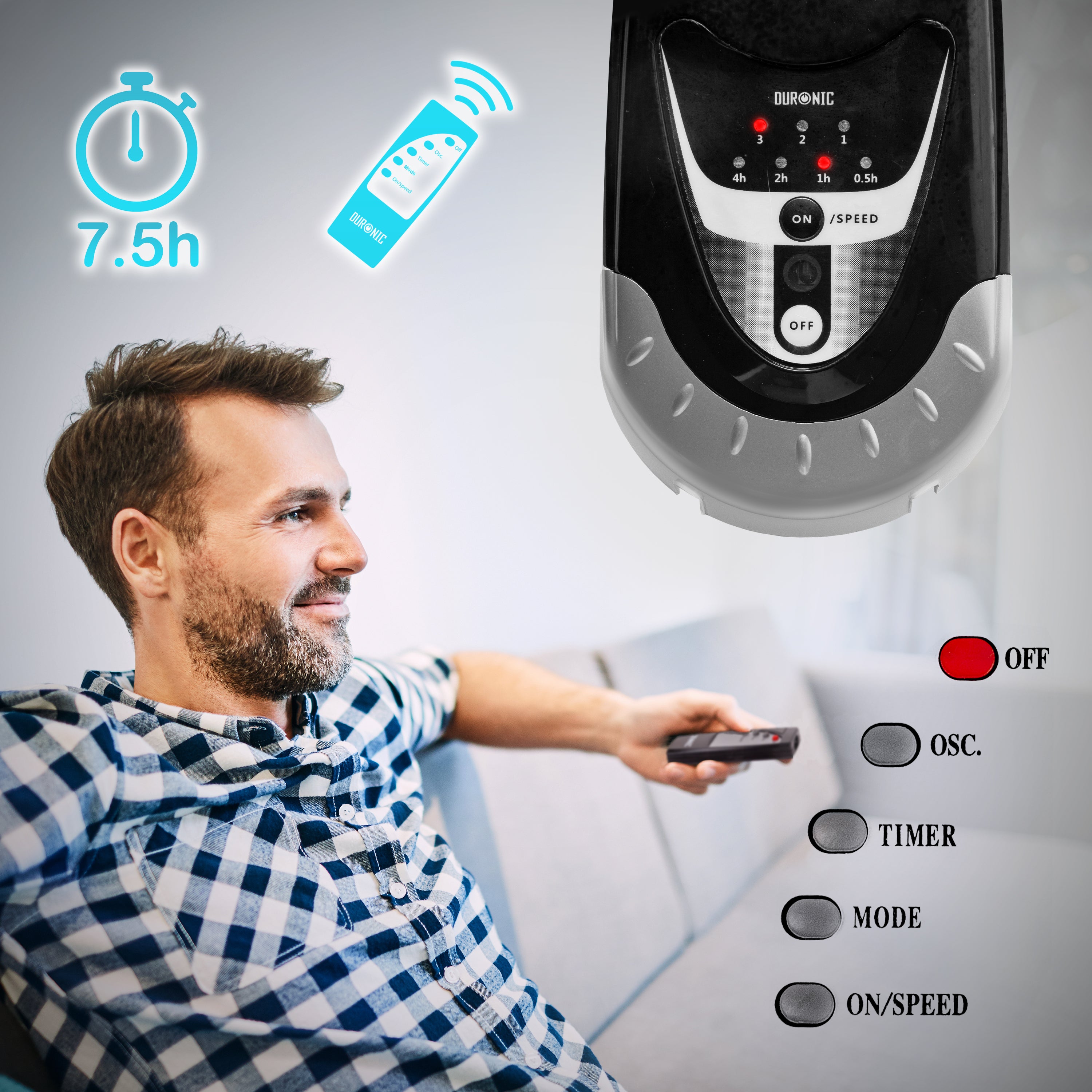 Duronic FN55 BK Wandventilator Fernbedienung Timer
