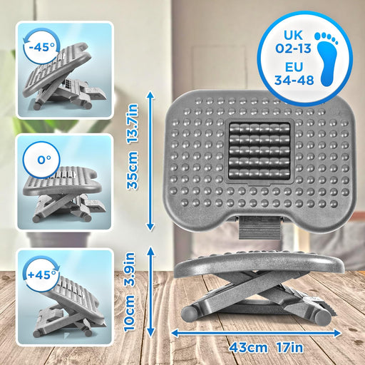 Duronic FT03 Fußstütze Maße Neigungswinkel für Fußablage geeignet für Schuhgröße 48