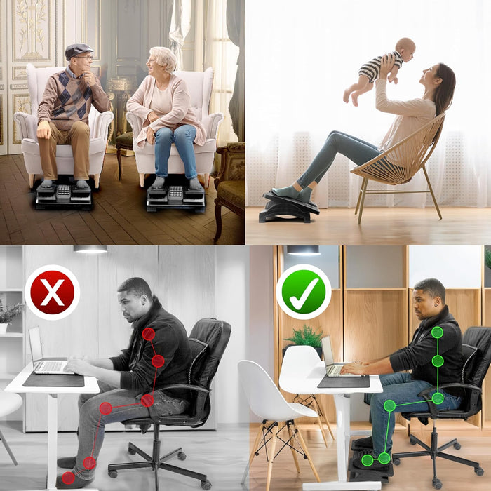 Duronic FT04 Fußstütze Anwendungsbeispiele im Sessel Stuhl am Schreibtisch für bessere Ergonomie