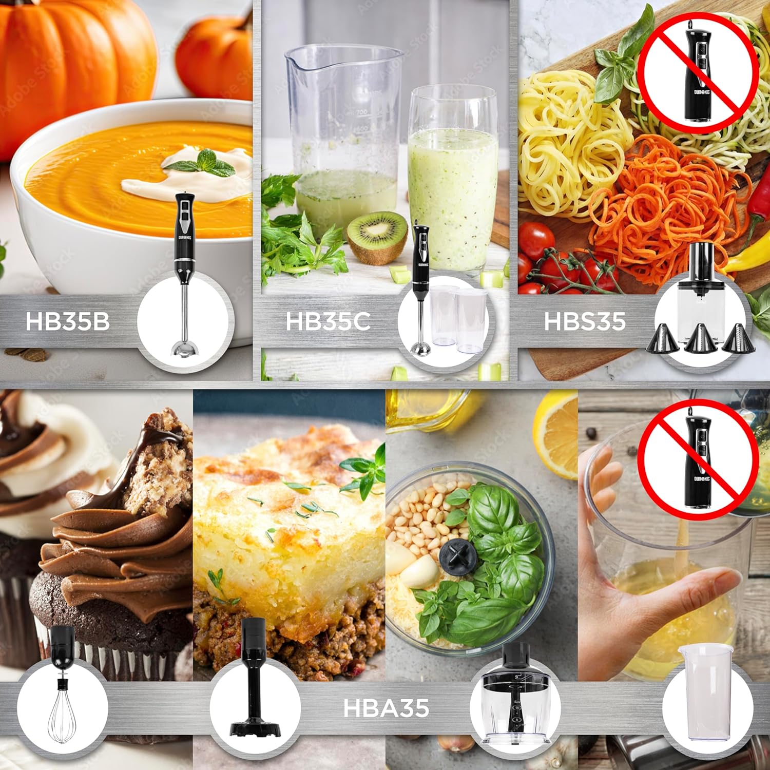 Duronic HB35B Handmixer Pürierstab Zubehör Vergleichstabelle Produktlinie