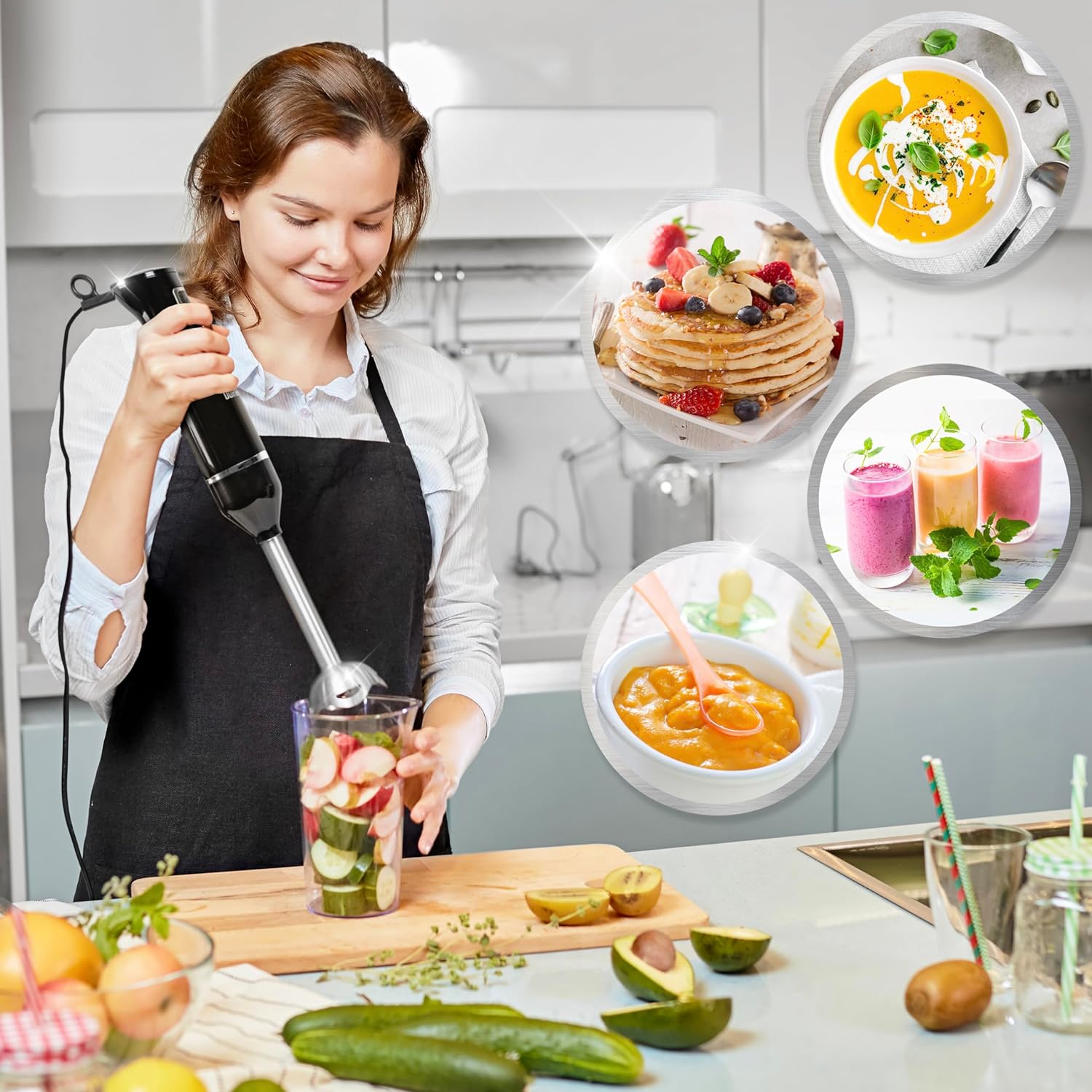 Duronic HB35B Handmixer Pürierstab pürieren mixen  Pfannkuchen Babynahrung Smoothie