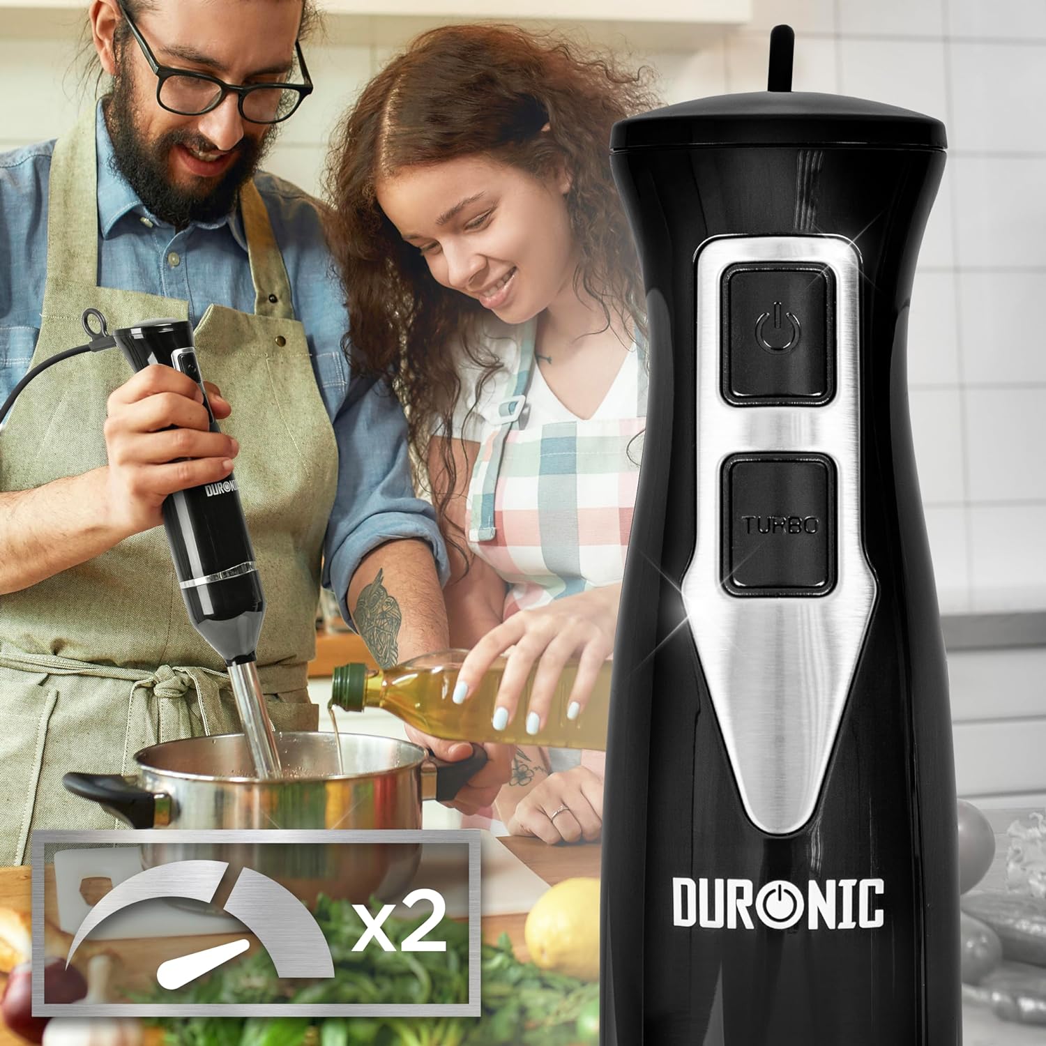 Duronic HB35C Handmixer Pürierstab pürieren mixen zwei Geschwindigkeitsstufen 