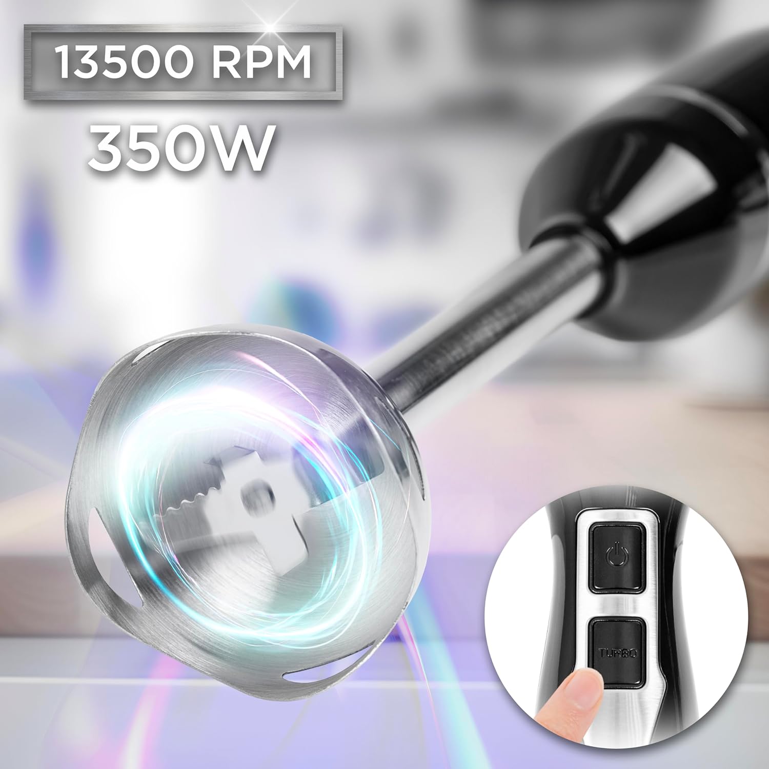 Duronic HB35 Handmixer Pürierstab Set Leistung Drehzahl Ein Aus Schalter