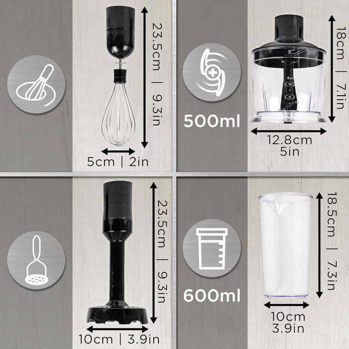 Duronic HBA35 Handmixer Pürierstab Zubehör Maße Kapazität