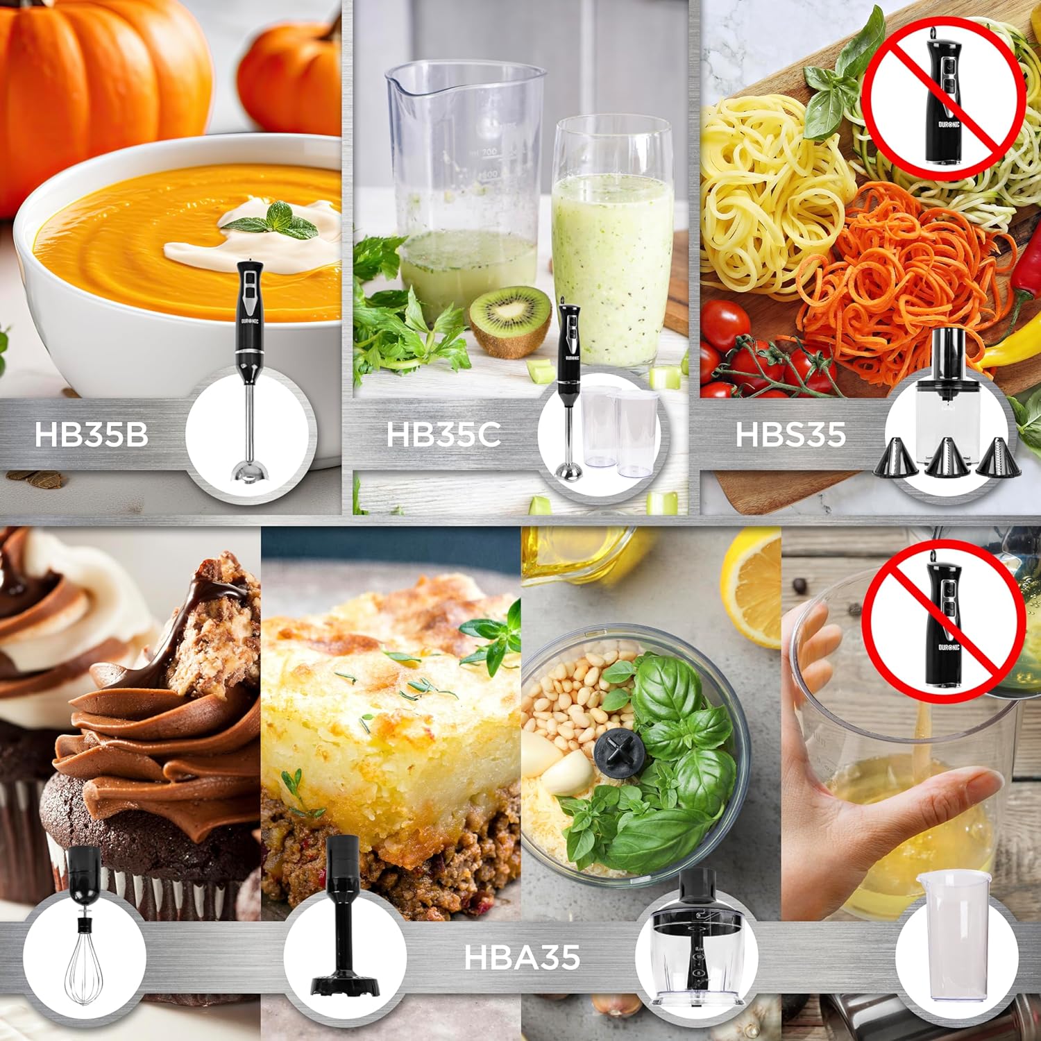 Duronic HBA35 Handmixer Pürierstab Zubehör Vergleichstabelle Produktlinie