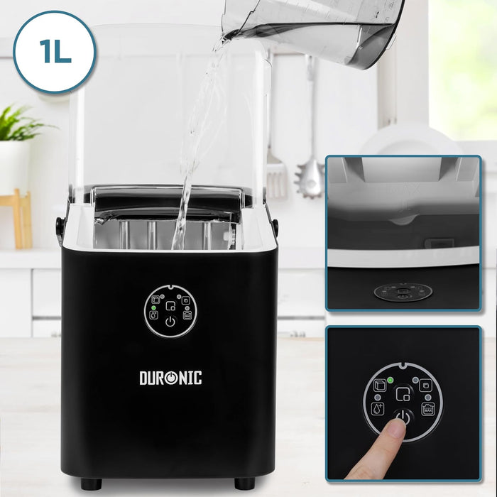 Duronic ICM12 BK Eiswürfelmaschine 1 Liter Wasserkapazität Bedienfeld zur Moduswahl