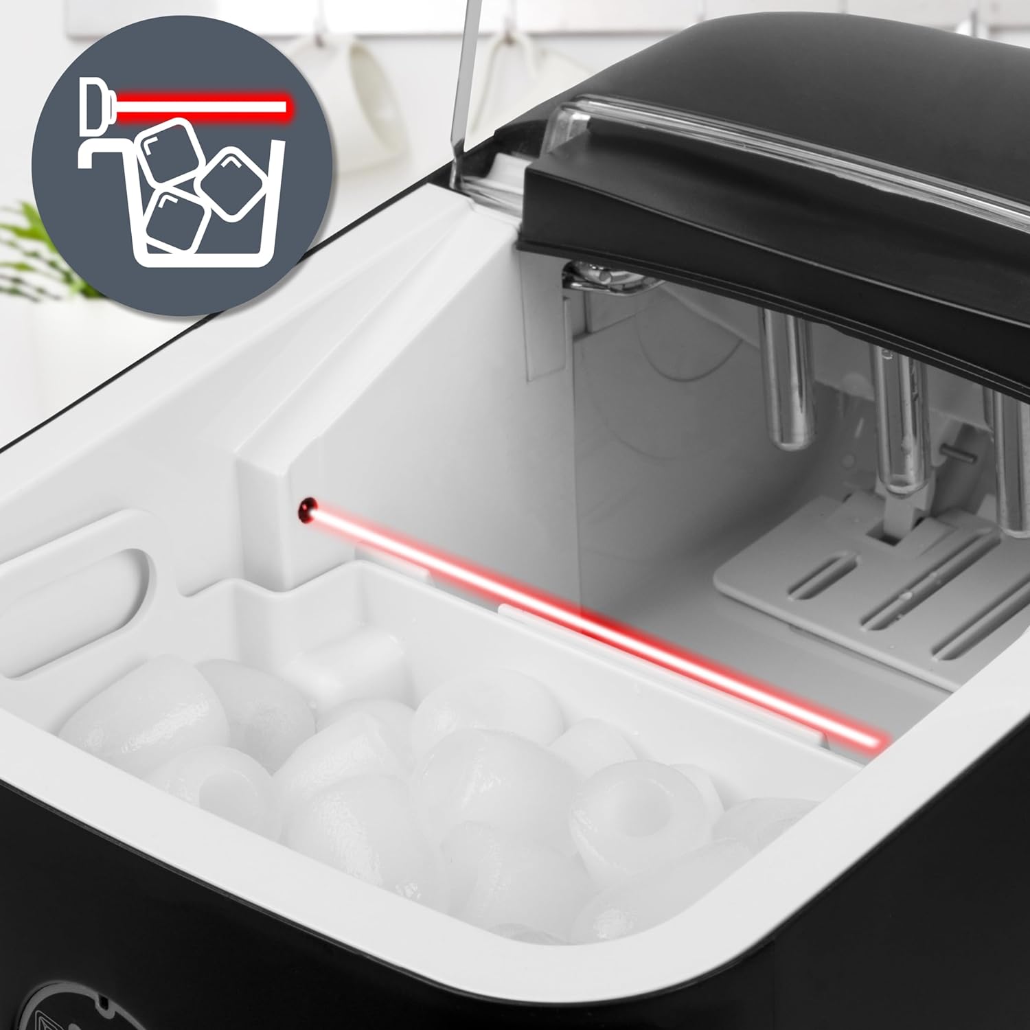 Duronic ICM12 BK Eiswürfelmaschine Lichtschranke zur Vermeidung von Überfüllung