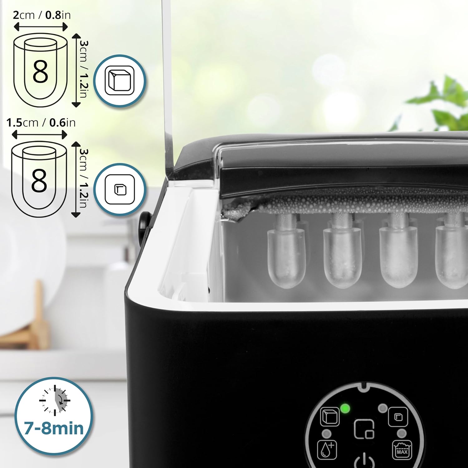 Duronic ICM12 BK Eiswürfelmaschine Maße der Eiswürfel Dauer der Zubereitung