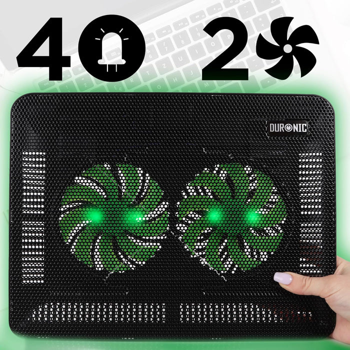 Duronic LC2 Laptopkühler 2 Lüfter 4 LED
