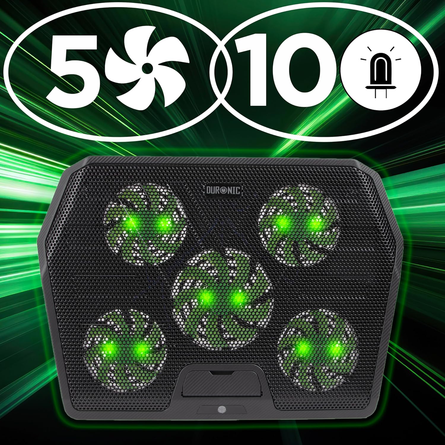 Duronic LC4 Laptopkühler 5 Lüfter 10 LED
