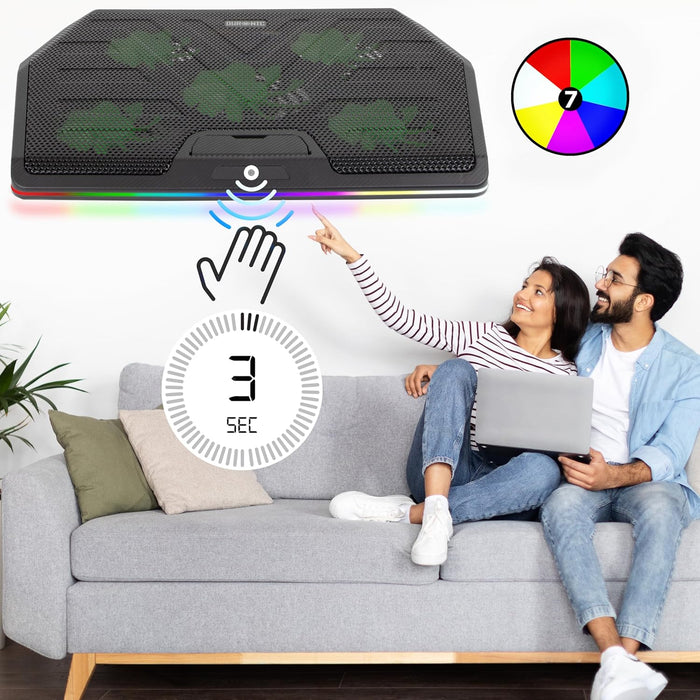 Duronic LC4 Laptopkühler 5 Lüfter LED Rand mit 7 Farben