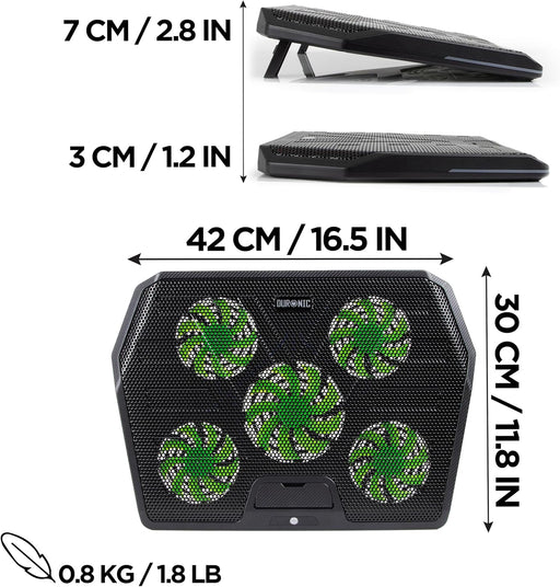Duronic LC4 Laptopkühler Maße leichtes Gewicht 800g höhenverstellbar
