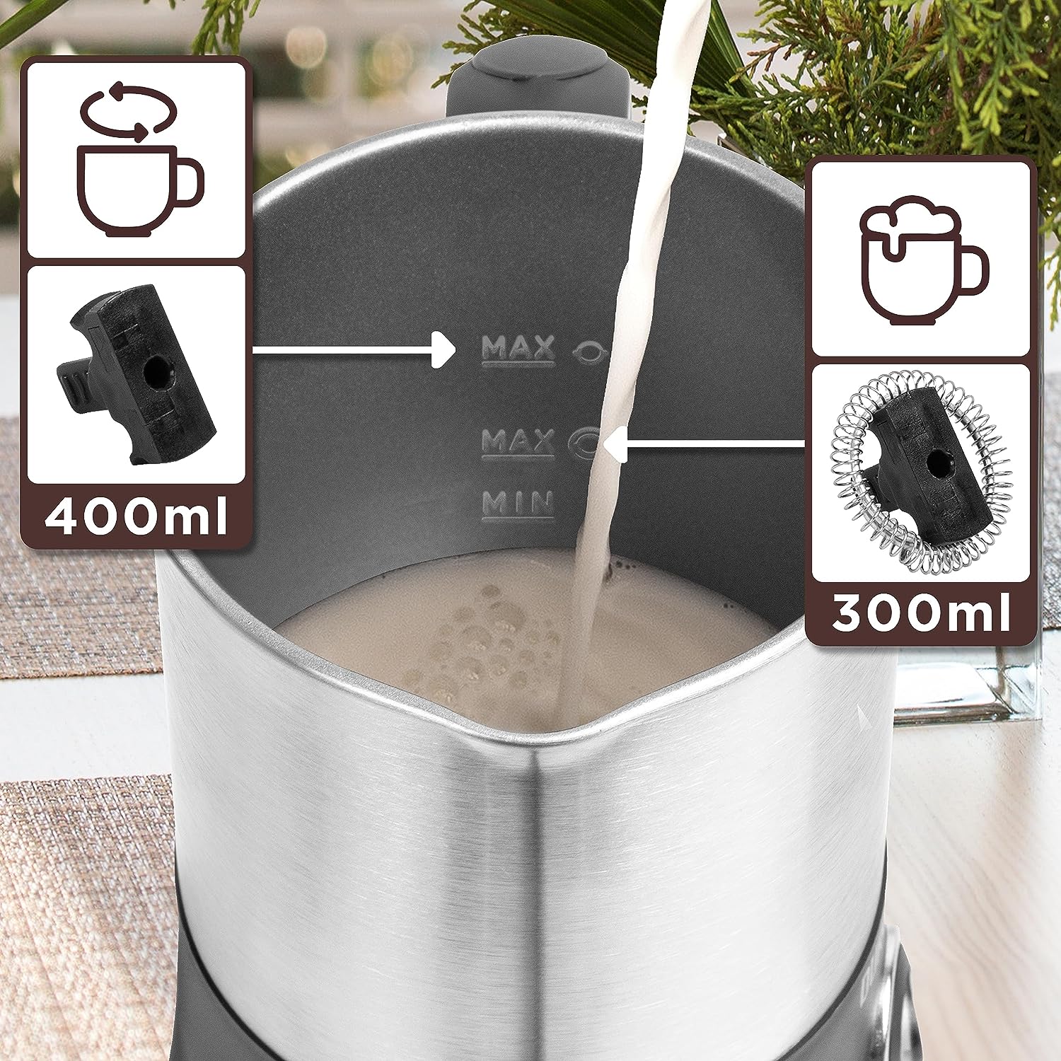 Duronic MF300 Milchaufschäumer Maximal Füllung für Rühren und Schäumen