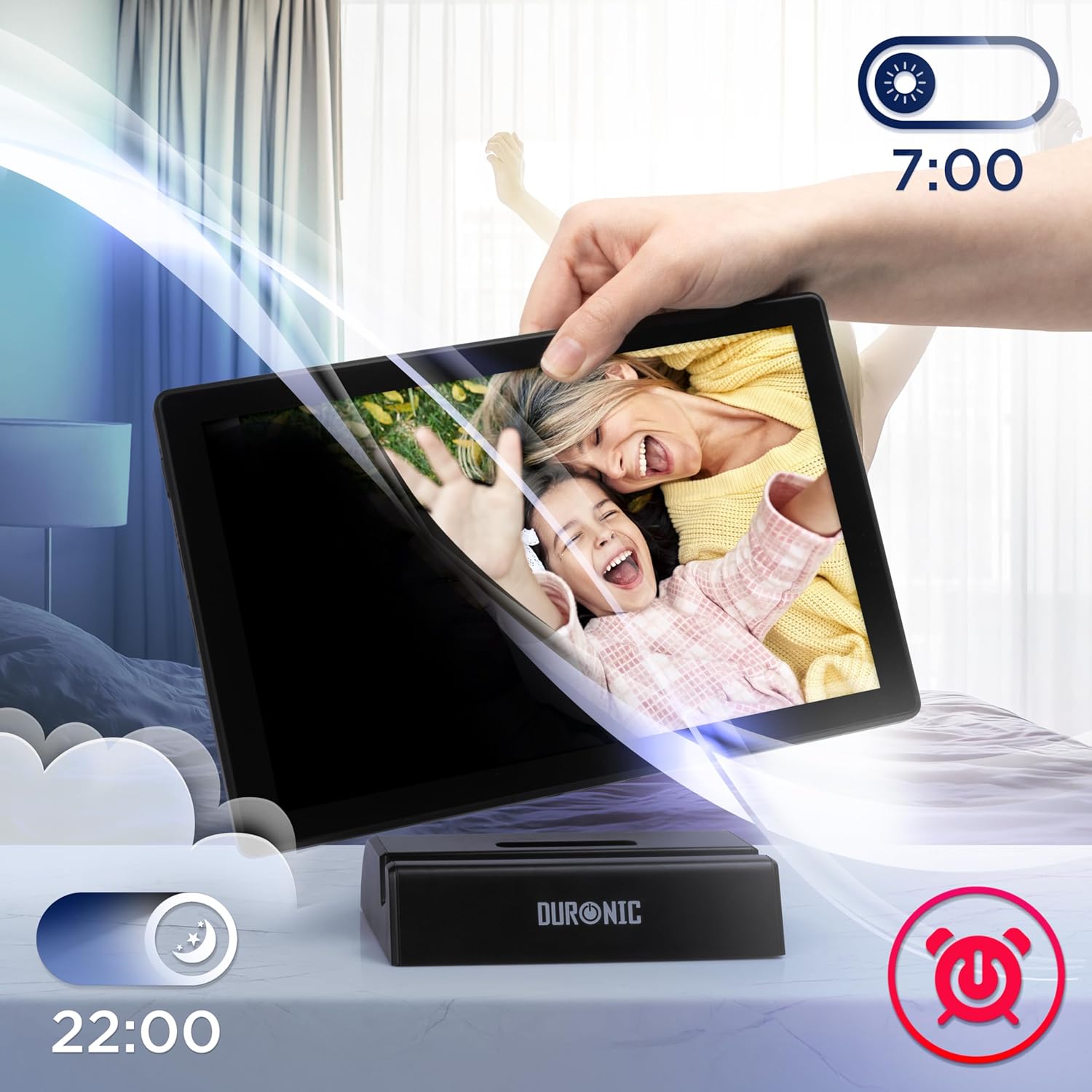Duronic PF1D BK digitaler Bilderrahmen Nachtmodus
