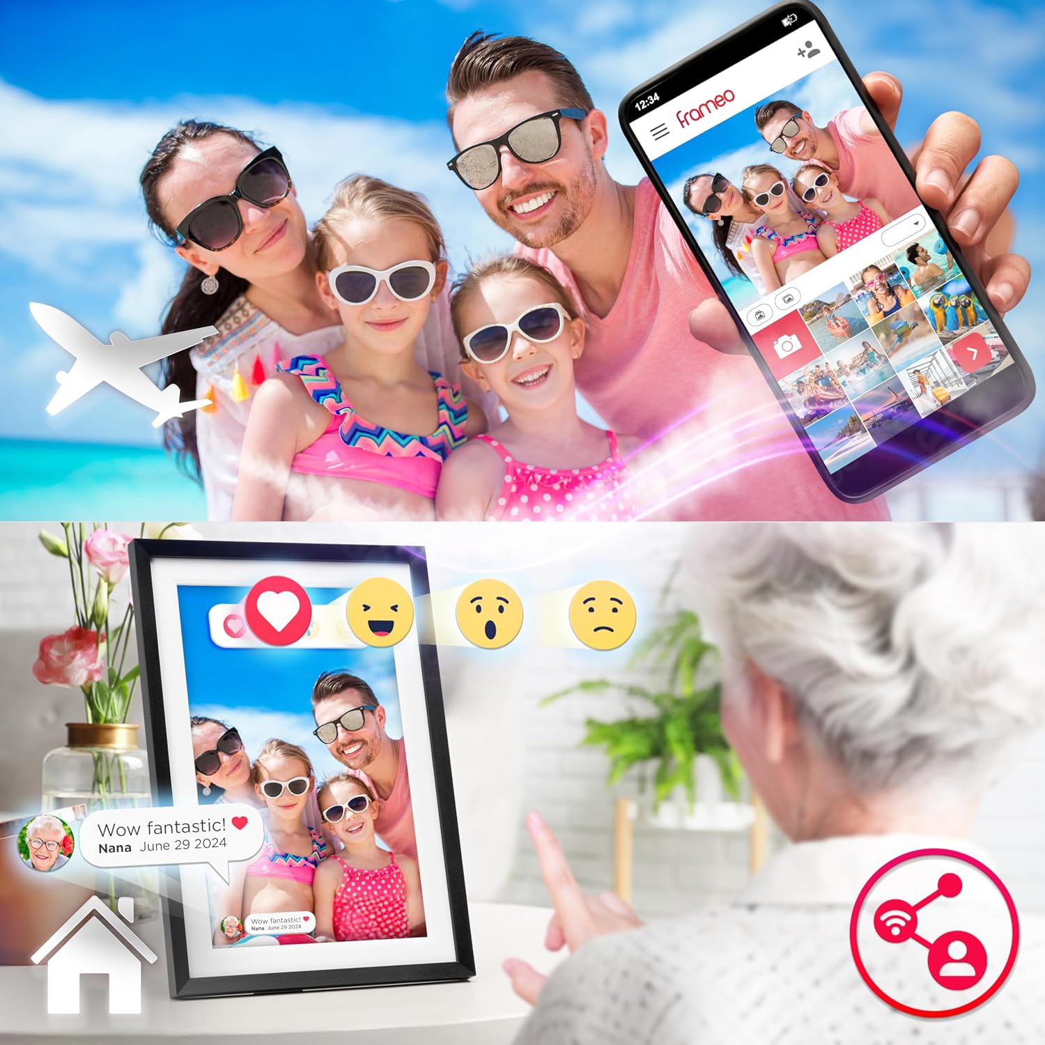 Duronic PF2A BK digitaler Bilderrahmen Urlaubsfotos in Echtzeit auf das Gerät senden