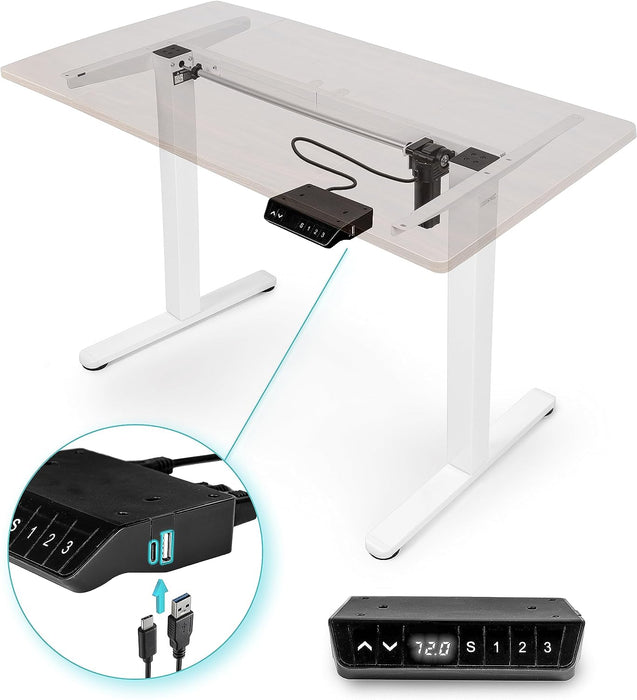 Duronic TM51 WE Tischgestell Frontansicht Übersicht des Bedienfelds USB Anschluss