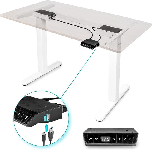 Duronic TM61 WE Tischgestell Frontansicht Übersicht des Bedienfelds USB Anschluss