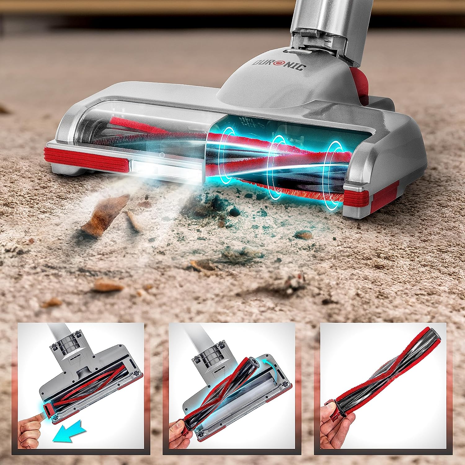 Duronic VC28 Staubsauger Bodenbürste mit Licht Bürste leicht zu reinigen