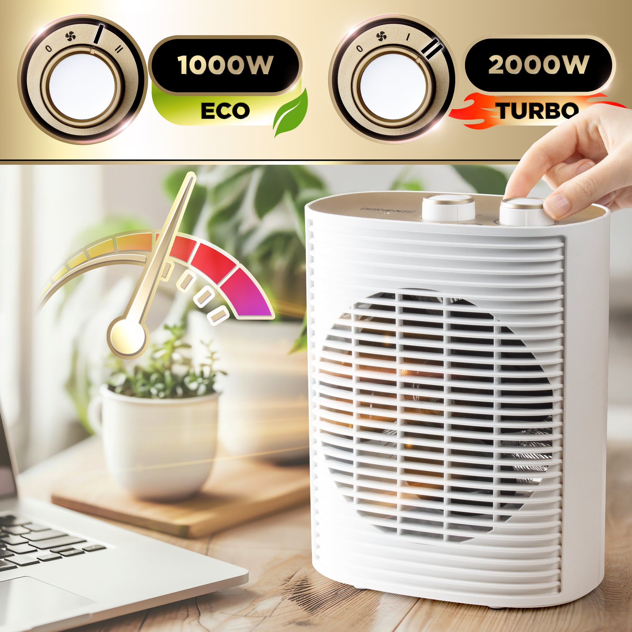 HV32 WE Heizlüfter Heizstufen Eco Turbo Leistungsangaben