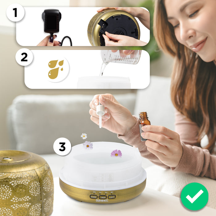 Duronic AD43 Aroma Diffuser, Diffuser mit 500 ml Wassertank, Diffusor für ätherische Öle, Raumduft als Lufterfrischer, Duftsprüher für Duftöl