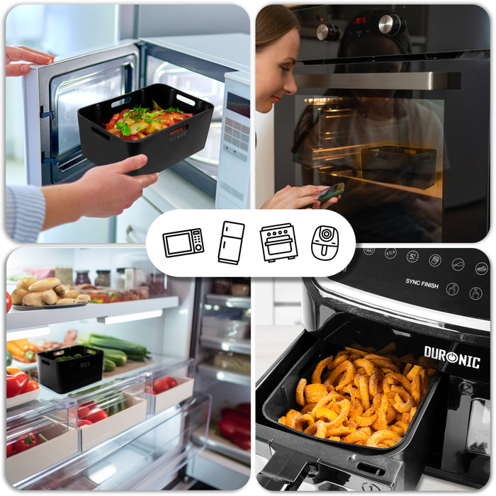 Duronic AFL1 Silikonform, zwei Antihaft Silikoneinsätze, Wiederverwendbar, Airfryer- Zubehör, Airfryer Accesories, Kompatibel mit Duronic AF34 & AF24 & anderen Dualzone Airfryer