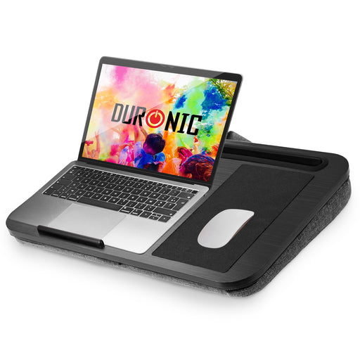 Duronic DML422 Laptopständer | Ergonomischer Laptop Tisch mit Kissen | Laptop Halterung mit Schaumstoffkissenstütze |Große Plattform mit integriertem Griff | Ideal für Bett, Sofa, Auto