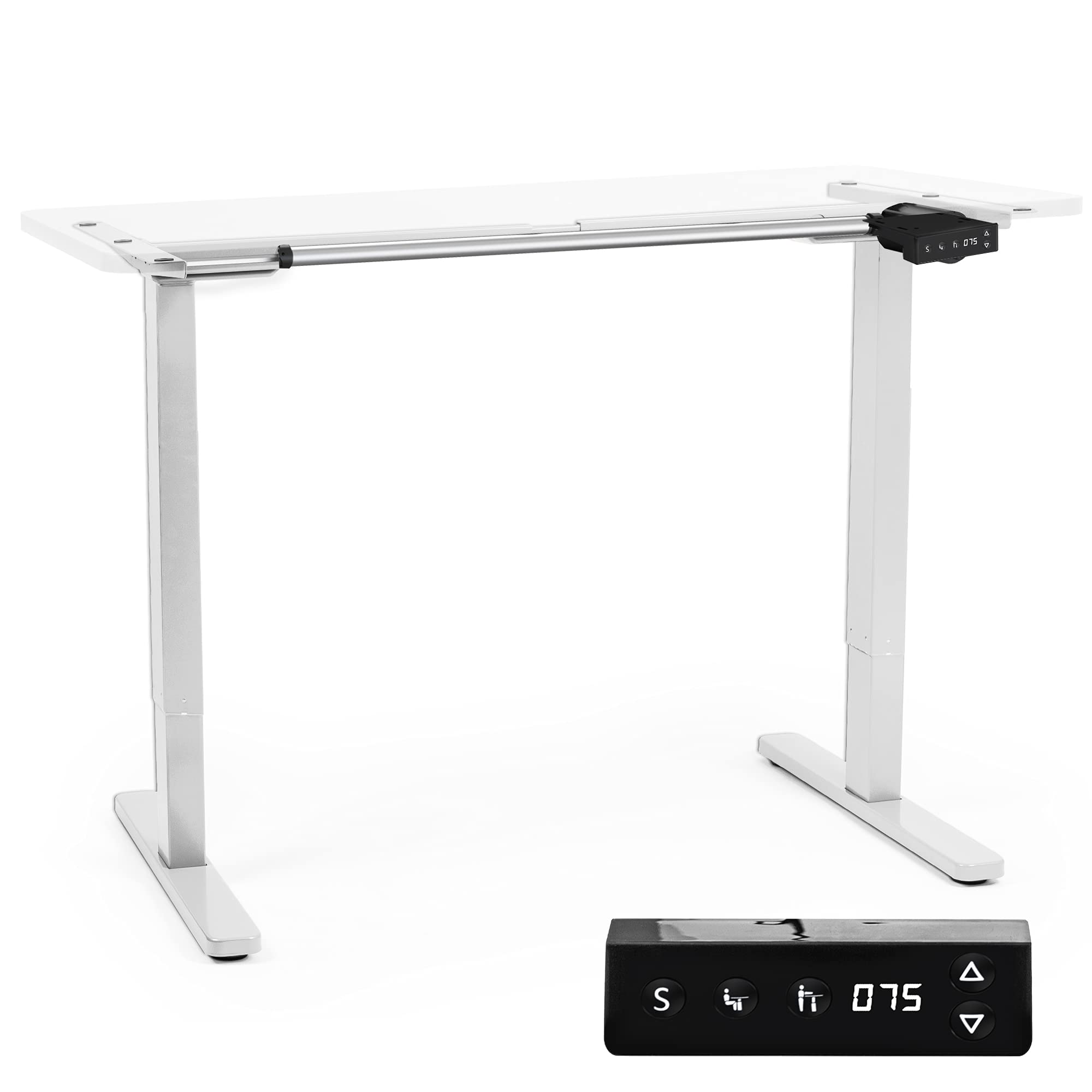 Duronic TM12 WE Schreibtisch Tischgestell | Elektrisch höhenverstellbar bis 120 cm | Gestell für Tischplatten bis 140 cm | Tischbein stufenlos mit 1 Motor | 2 Memory Slots | Computertisch Home Office