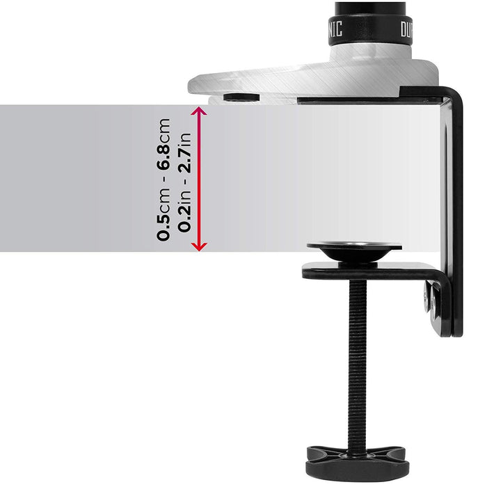 Duronic DM651X1 Monitorhalterung - Monitorständer für 1 Monitor bis 27 Zoll - VESA 75/100 - Belastbarkeit 8kg - Höhenverstellbar - Neigbar -90° bis +85° - Drehbar 360° - Monitorarm mit Gasdruckfeder