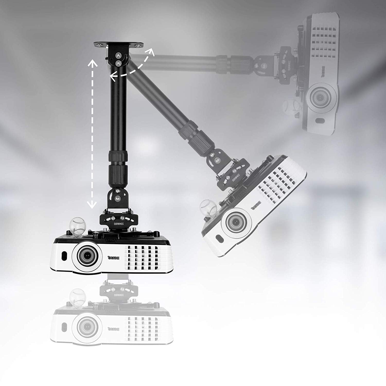 Duronic PB04XL Beamer Halterung | Projektor Deckenhalterung | Universal Wandhalterung | Halterung für Video-Projektor | drehbar und schwenkbar | Heimkino | Traglast bis zu 13,6 kg | 360° Rotation