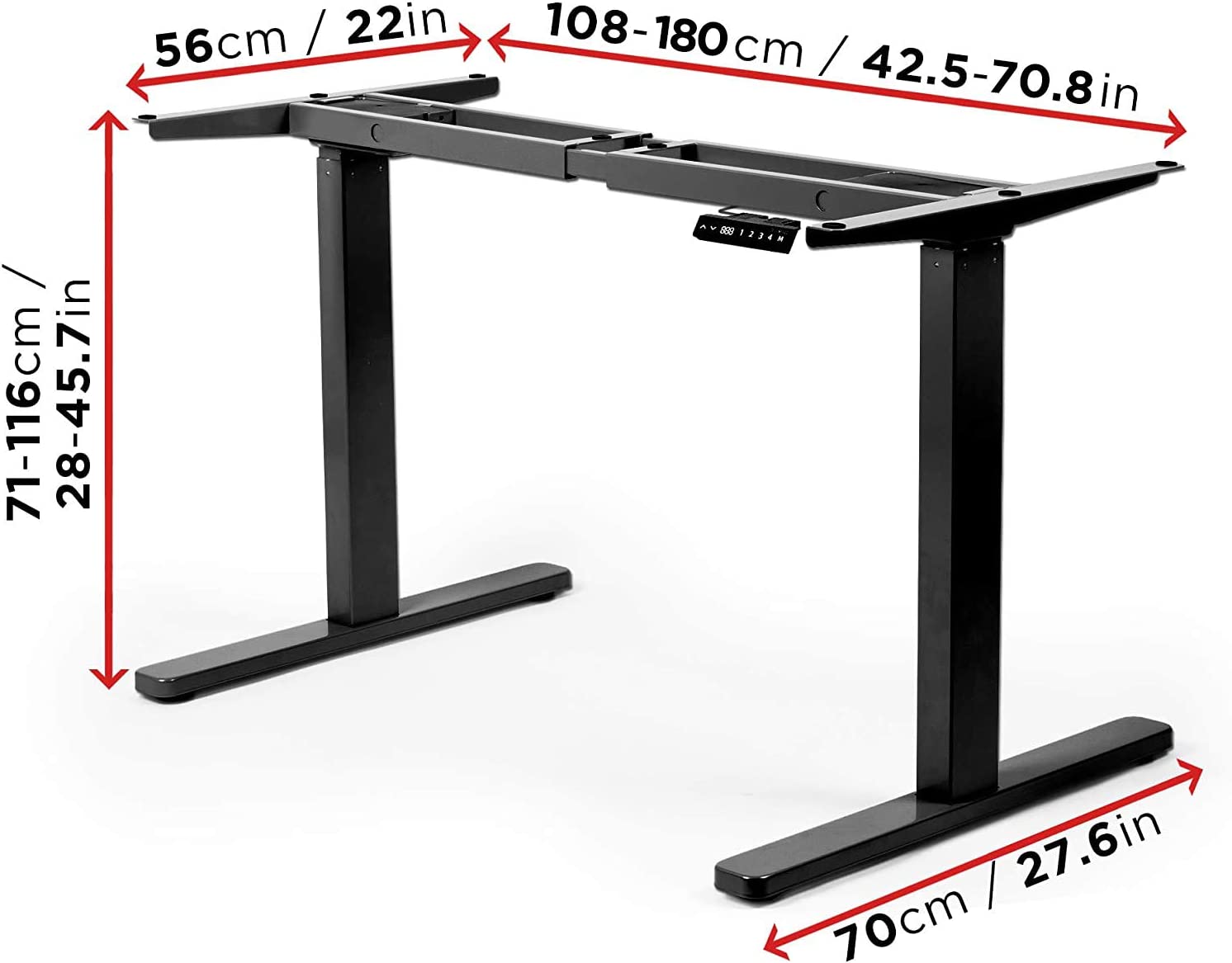 Duronic TM22 BK Schreibtisch Tischgestell | Elektrisch höhenverstellbar bis 116 cm | Gestell für Tischplatten bis 180 cm | Tischbein stufenlos 2 Motoren | 4 Memory Slots | Computertisch Home Office