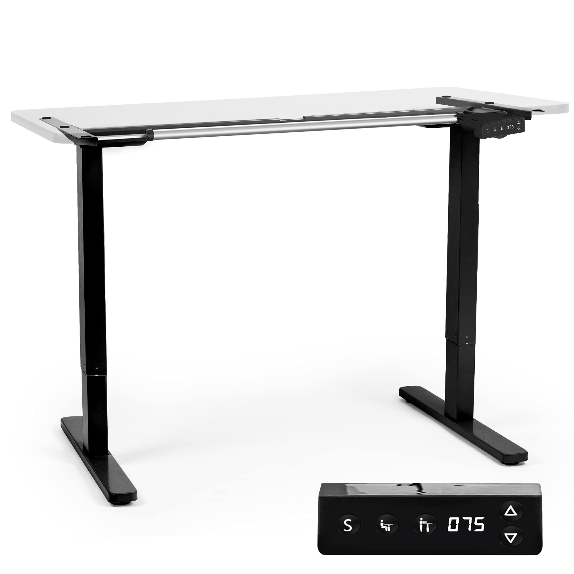 Duronic TM12 BK Schreibtisch Tischgestell | Elektrisch höhenverstellbar bis 120 cm | Gestell für Tischplatten bis 140 cm | Tischbein stufenlos mit 1 Motor | 2 Memory Slots | Computertisch Home Office