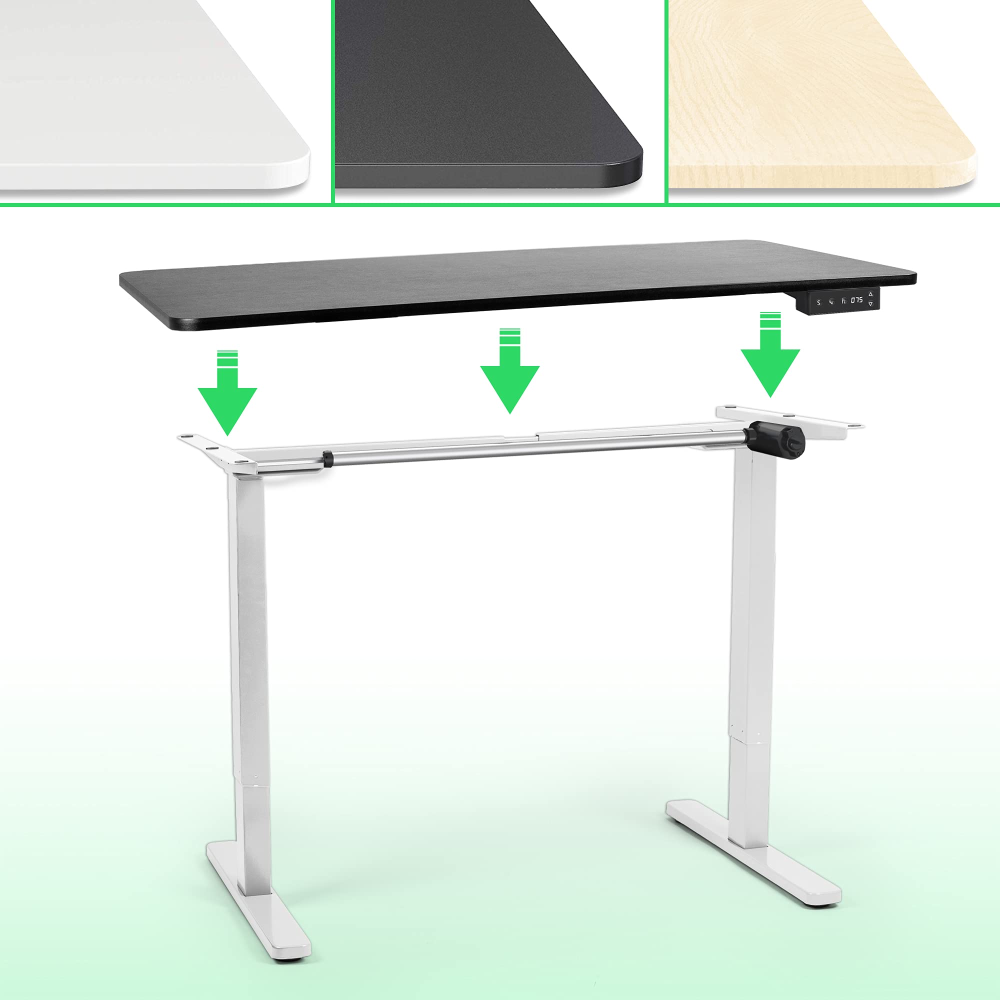 Duronic TM12 WE Schreibtisch Tischgestell | Elektrisch höhenverstellbar bis 120 cm | Gestell für Tischplatten bis 140 cm | Tischbein stufenlos mit 1 Motor | 2 Memory Slots | Computertisch Home Office