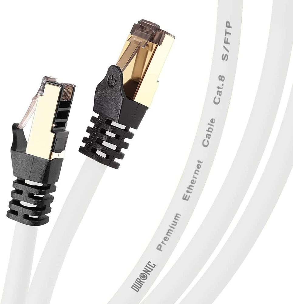 Duronic CAT8 WE 1 m Ethernet Netzwerkkabel | S/FTP Ethernet-Netzwerkkabel | Superschneller Patch-Ethernet-Kabel | Bis zu 2 GHz / 2000 MHz | RJ45-Anschlüsse | 40 Gigabit Datenübertragung