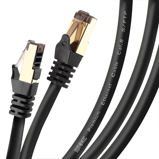 Duronic CAT8 BK 3 m Ethernet Netzwerkkabel | S/FTP Ethernet-Netzwerkkabel | Superschneller Patch-Ethernet-Kabel | Bis zu 2 GHz / 2000 MHz | RJ45-Anschlüsse | 40 Gigabit Datenübertragung
