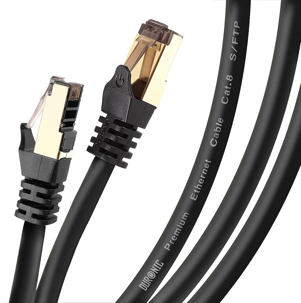 Duronic CAT8 BK 2 m Ethernet Netzwerkkabel | S/FTP Ethernet-Netzwerkkabel | Superschneller Patch-Ethernet-Kabel | Bis zu 2 GHz / 2000 MHz | RJ45-Anschlüsse | 40 Gigabit Datenübertragung