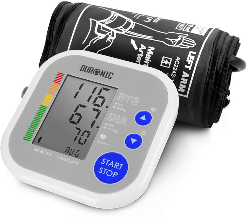 Duronic BPM080 Elektronisches Oberarm Blutdruckmessgerät mit einstellbarer Manschette 22-42 cm – Automatische Blutdruckmessung – Medizinisch zertifiziert – Großer LCD Bildschirm - Ampel-Farbskala