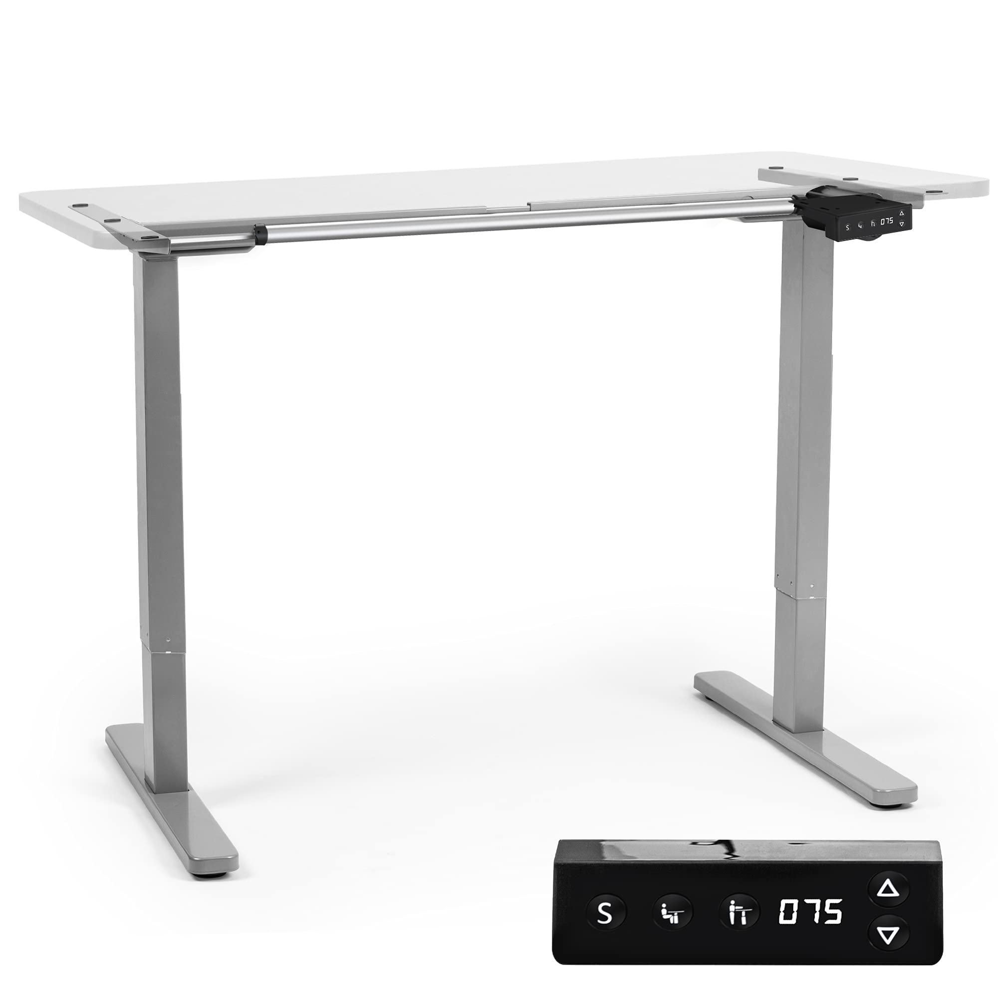 Duronic TM12 GY Schreibtisch Tischgestell | Elektrisch höhenverstellbar bis 120 cm | Gestell für Tischplatten bis 140 cm | Tischbein stufenlos mit 1 Motor | 2 Memory Slots | Computertisch Home Office