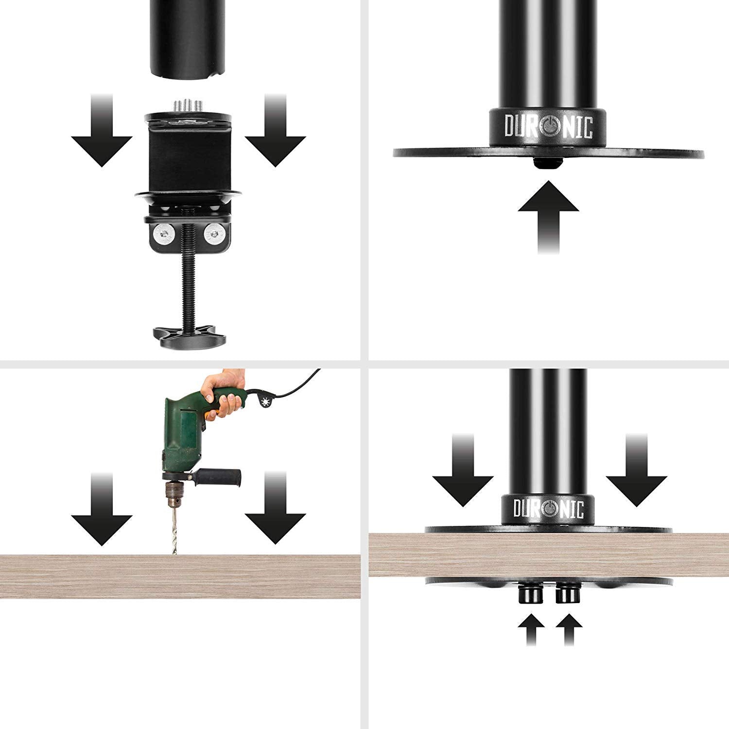 Duronic DM-GR-01 BK Grommet | Befestigungsplatte für Monitorhalterungen | Verbindungsstück für Montage durch Tischplatte | Zubehör für Duronic Monitorarme der Serien DM15, DM25, DM35, DM45 und DM75