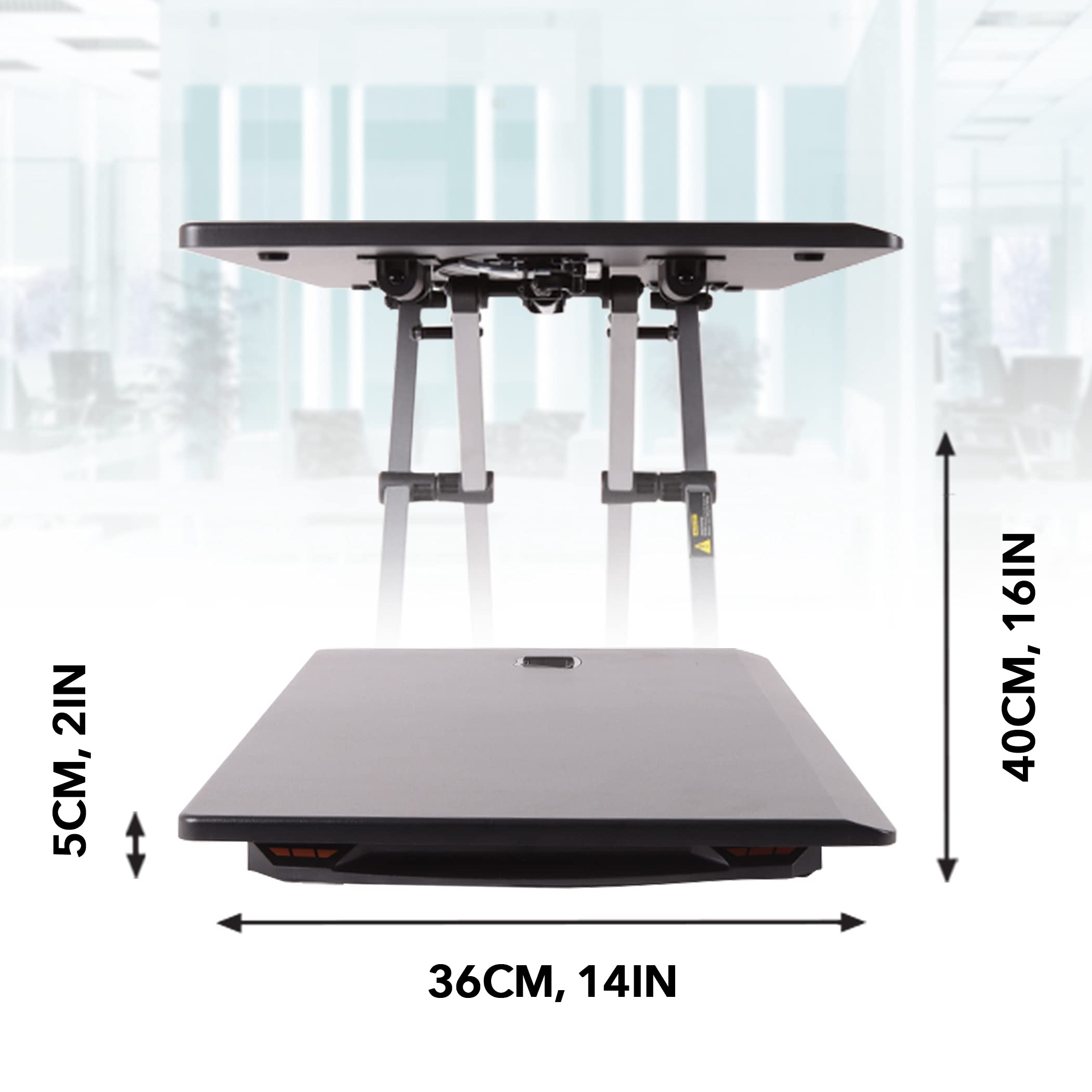 Duronic DM05D11BK Computertisch | Workstation 74 x 43 cm | Schreibtischaufsatz höhenverstellbar 5 - 40 cm | Stehpult für PC und Laptop | Sitzsteh Schreibtisch bis 8 kg | Steharbeitsplatz im HomeOffice