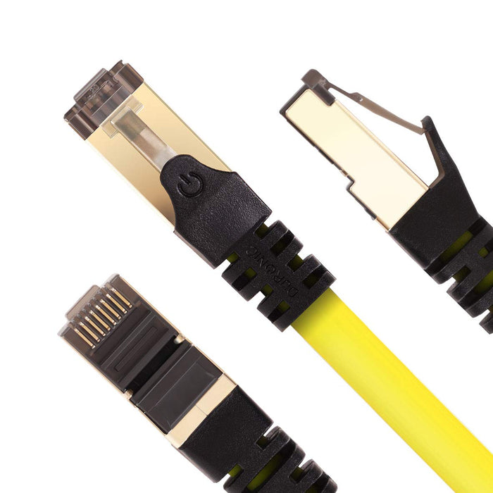 Duronic CAT8 YW 1 m Ethernet Netzwerkkabel | S/FTP Ethernet-Netzwerkkabel | Superschneller Patch-Ethernet-Kabel | Bis zu 2 GHz / 2000 MHz | RJ45-Anschlüsse | 40 Gigabit Datenübertragung