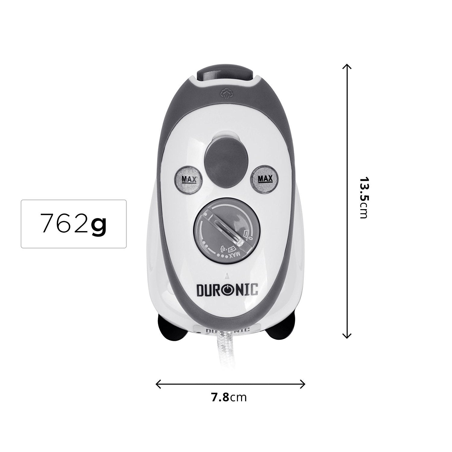 Duronic SI2 WE Mini Reisebügeleisen, 375W Mini Bügeleisen, Dampfbügeleisen 50ml Wassertank, kleines Reisebügeleisen dampf, Handbügeleisen Keramikfläche, für Kleidung nähen, travel iron weiß