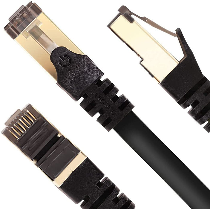 Duronic CAT8 BK 2 m Ethernet Netzwerkkabel | S/FTP Ethernet-Netzwerkkabel | Superschneller Patch-Ethernet-Kabel | Bis zu 2 GHz / 2000 MHz | RJ45-Anschlüsse | 40 Gigabit Datenübertragung