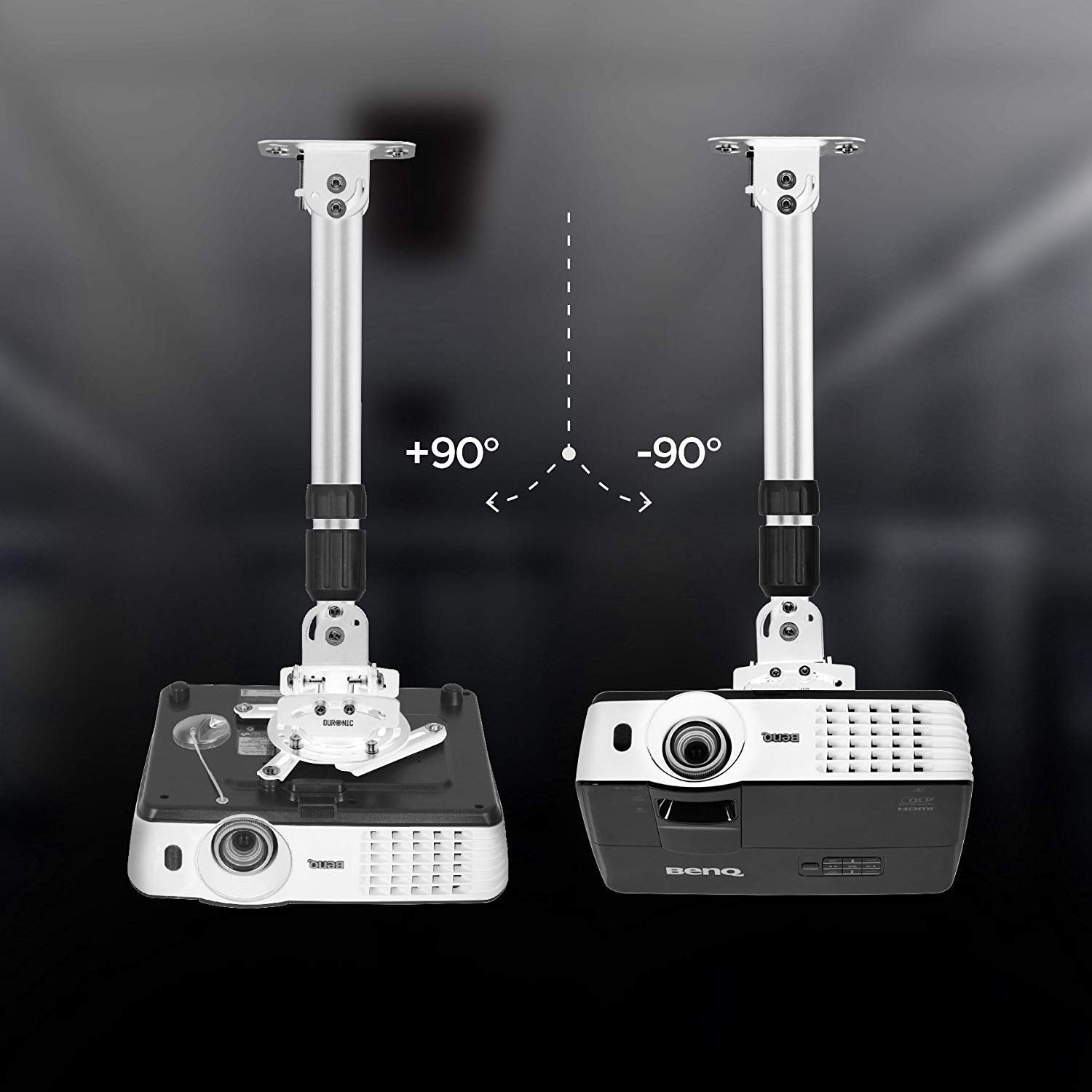 Duronic PB06XL Beamer Halterung | Projektor Deckenhalterung | Universal Wandhalterung | Halterung für Video-Projektor | drehbar und schwenkbar | Heimkino | Traglast bis zu 13,6 kg | 360° Rotation