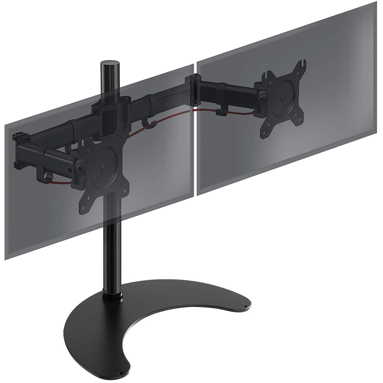 Duronic DM25D2 Monitor-Halterung 2 Monitore für 13-27 Zoll Flach & Curved Bildschirm-Halterung 8kg, Monitor Tischhalterung Höhenverstellbar Neigbar Schwenkbar Drehbar, Vesa halterung, Monitor-Arm