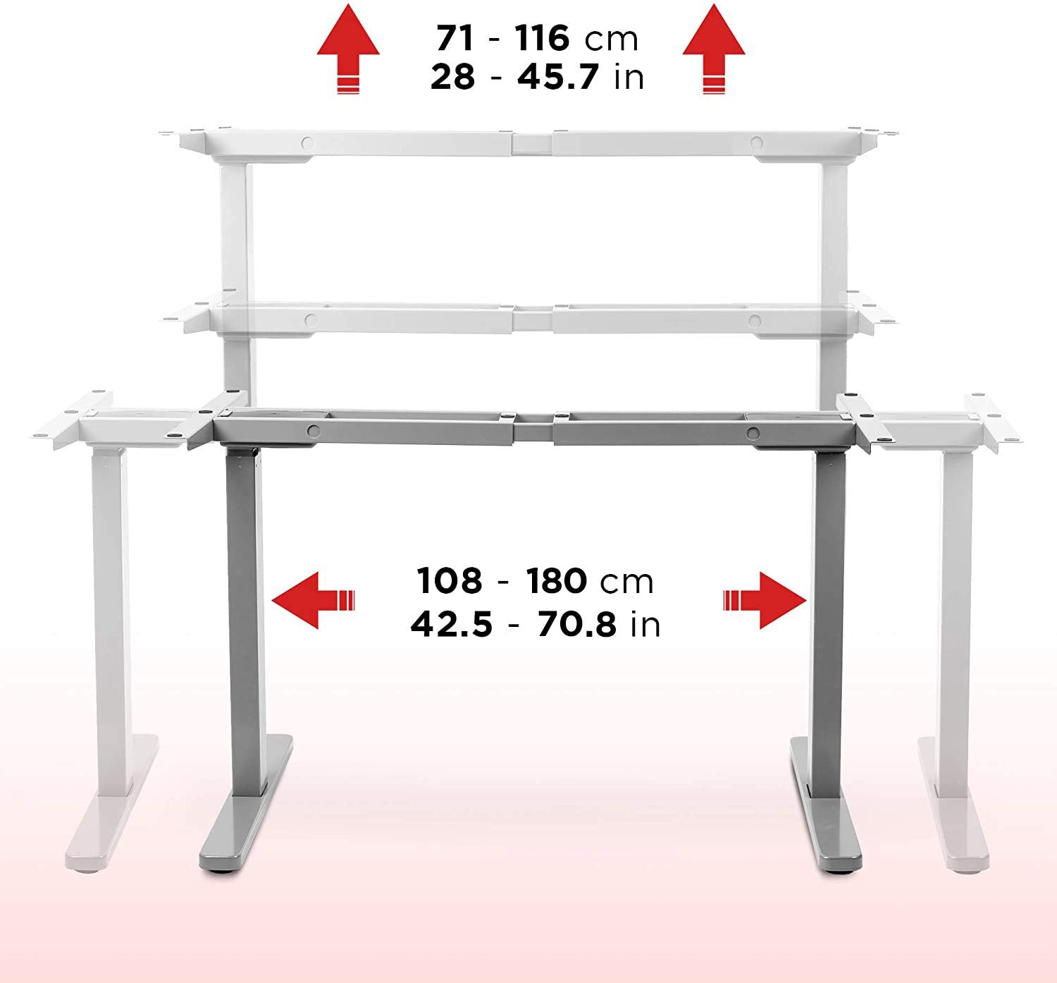 Duronic TM22 GY Schreibtisch Tischgestell | Elektrisch höhenverstellbar bis 116 cm | Gestell für Tischplatten bis 180 cm | Tischbein stufenlos 2 Motoren | 4 Memory Slots | Computertisch Home Office