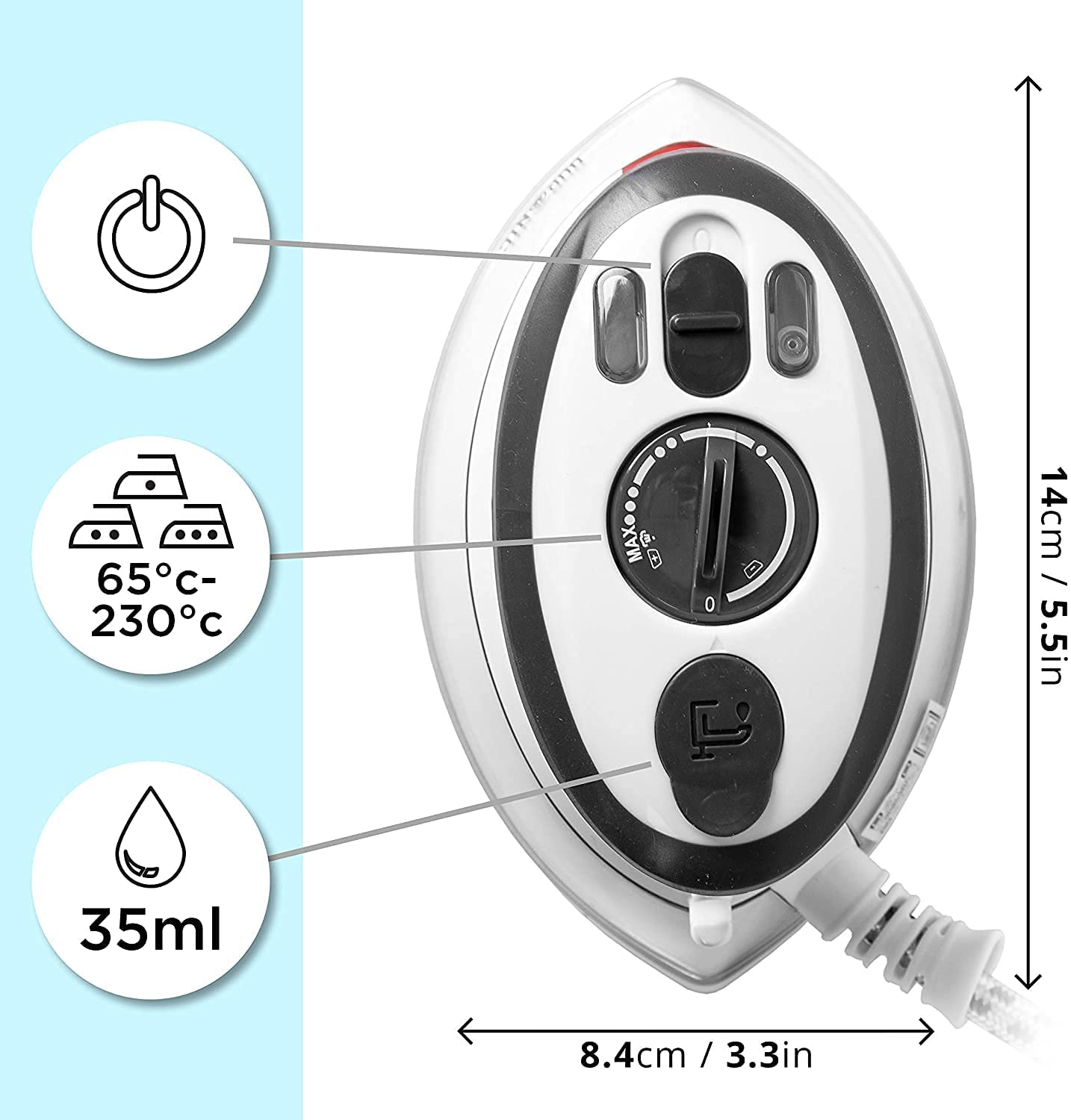 Duronic SI3 Reise-Dampfbügeleisen | 400W Reisebügeleisen | Mini-Bügeleisen mit Dampfstoß | Vertikaldampf | Wassertank 35 ml | Reisetasche, Hitzebeständiges Silikonablag