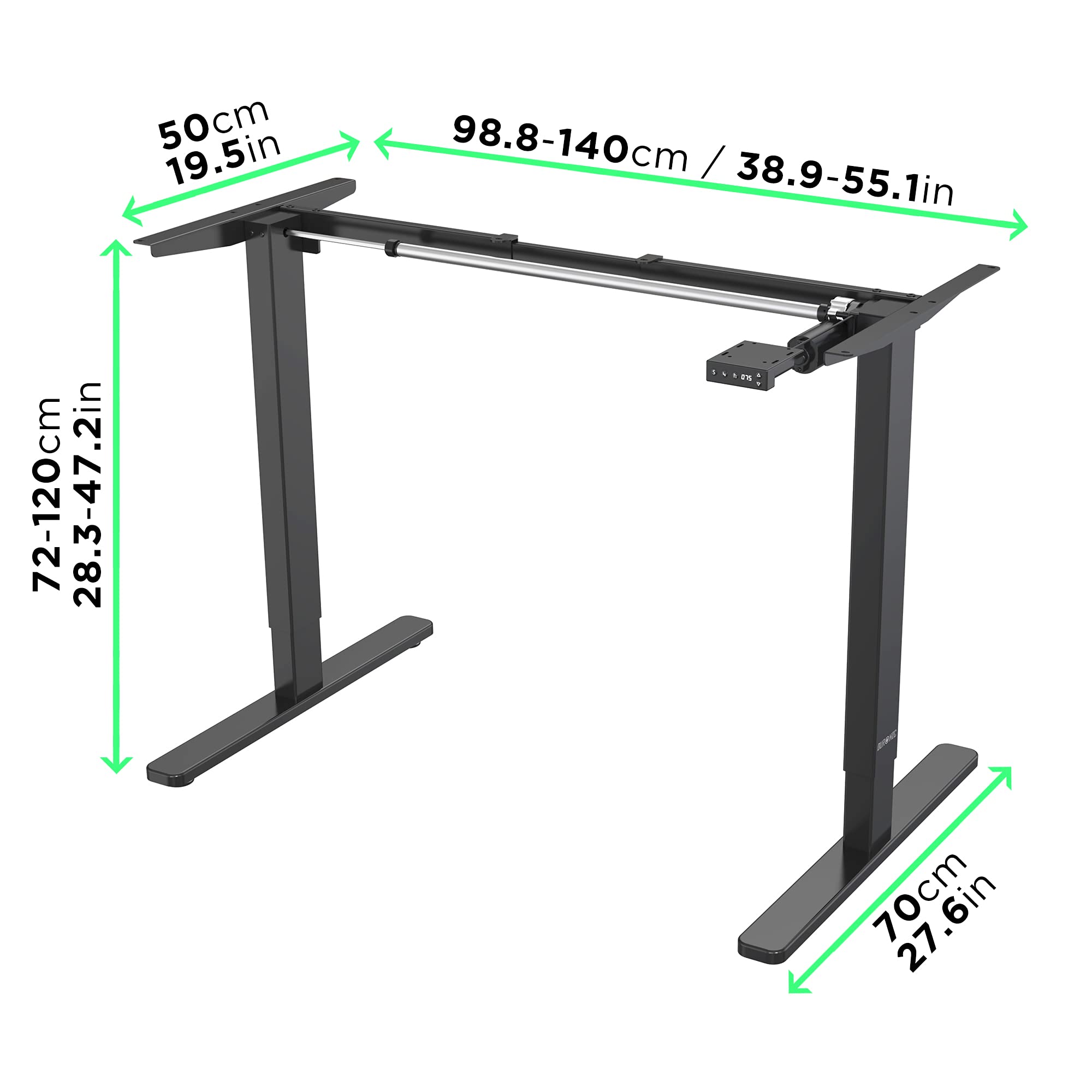 Duronic TM12 BK Schreibtisch Tischgestell | Elektrisch höhenverstellbar bis 120 cm | Gestell für Tischplatten bis 140 cm | Tischbein stufenlos mit 1 Motor | 2 Memory Slots | Computertisch Home Office