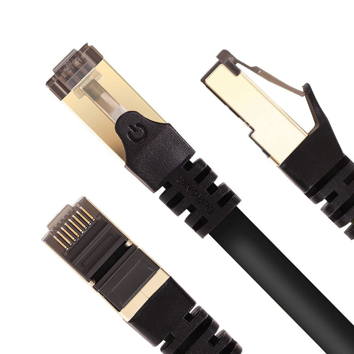 Duronic CAT8 BK 15 m Ethernet Netzwerkkabel | S/FTP Ethernet-Netzwerkkabel | Superschneller Patch-Ethernet-Kabel | Bis zu 2 GHz / 2000 MHz | RJ45-Anschlüsse | 40 Gigabit Datenübertragung