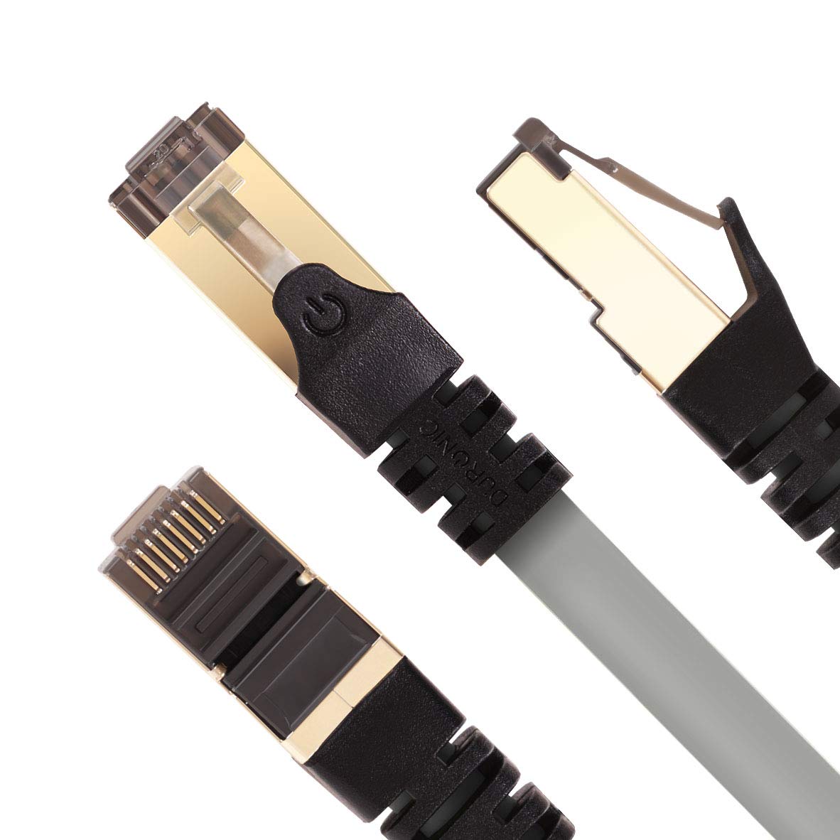 Duronic CAT8 GY 2 m Ethernet-Kabel | 40 Gbps Netzwerkabel | RJ45 Gigabit LAN Kabel Cat 8 | Patch Kabel 2000 MHz S/FTP Schirmung | TV Streaming Router Modem Switch Internetkabel 10 100 1000 Mbit